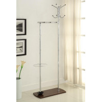 Coaster Furniture 900898 Coat Rack with Umbrella Stand Chrome and Walnut